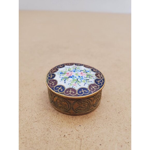 handmade box, brass box / mirror inside, jewelry box with lid, vintage box, - Picture 1 of 10